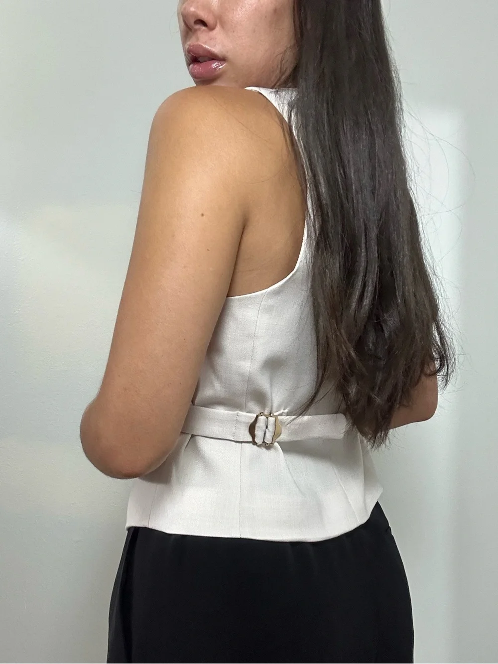 J. Crew Beige Cream Italian Fabric Tailored Waist-Cinch Sleeveless Vest Size 0